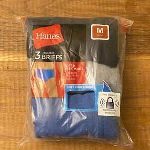 Hanes Men's Tagless Briefs - Black, Gray, Blue Pack Size Medium 32-34 NWT